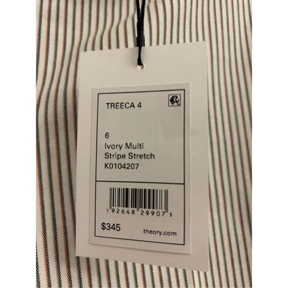 NWT Theory Treeca multi color stripe ankle pants size 6 - Picture 4 of 9